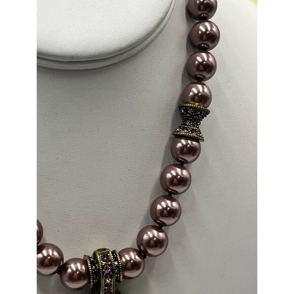 Heidi Daus Vintage Ornate Pendant Enhancer Glass Pearl Necklace Interchangeable - Picture 5 of 12